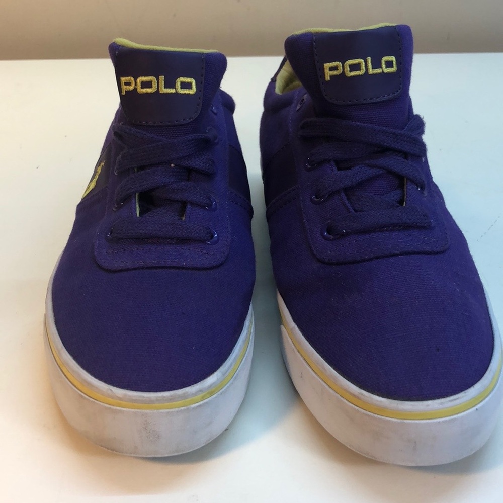 Polo Purple Canvas & Leather Shoes Yellow Pony